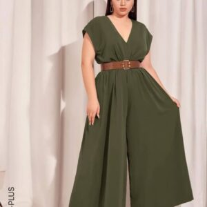 Olive color sleeveless jumpsuit. Size: XL